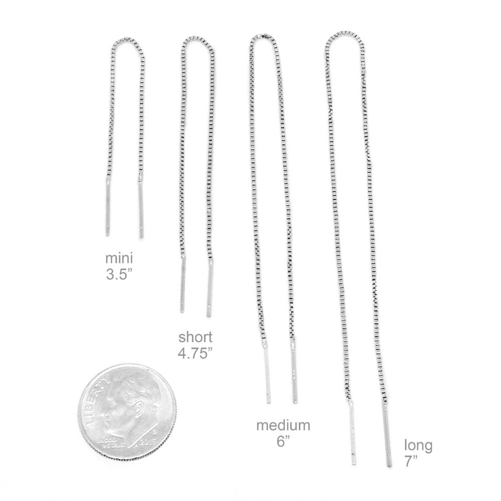 Earrings Short Threader Chain Silver Plated - Picture 3 of 4